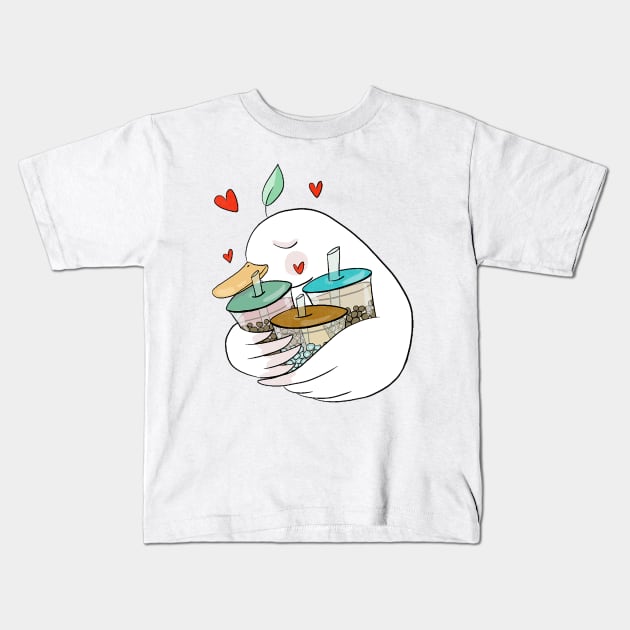 Doo Doo duck drink cute Kids T-Shirt by Eleam Junie